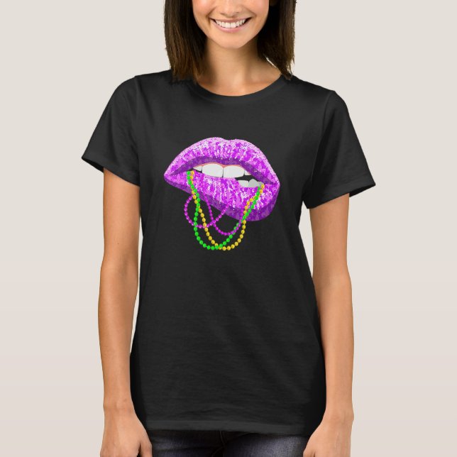 Mardi Gras Lips Women Festival Party Costume Outfi T-Shirt (Front)