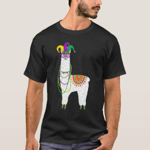 Mardi Gras Llama Funny Carnival Fat Tuesday Party T-Shirt