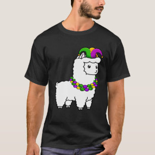 Mardi Gras Llama Jester Hat New Orleans Men Women T-Shirt