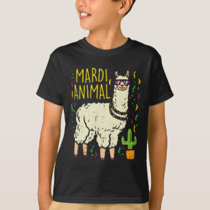 Mardi Gras Llama Party Animal Funny Alpaca Carniva T-Shirt