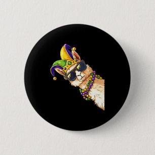 Mardi Gras Llama Sungles Funny Mardi Gras Costumes 6 Cm Round Badge