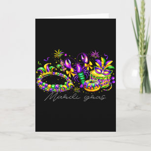Mardi Gras Lobster Beads Mask King Cake Men Women Card