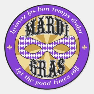 Mardi Gras Logo Classic Round Sticker