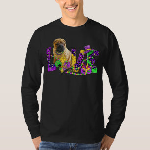Mardi Gras Love Festival Leopard Chinese Shar Pei T-Shirt