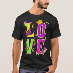 Mardi Gras Love I Love Mardi Gras Funny Colourful  T-Shirt
