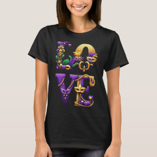 Mardi Gras Love Letters Outfit Costume Men Women M T-Shirt