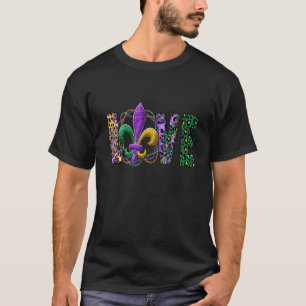 Mardi Gras Love Live NOLA leopard print fleur de l T-Shirt