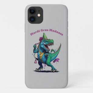 Mardi Gras Madness T Rex Dinosaur Bead Mardi Grawr iPhone 11 Case