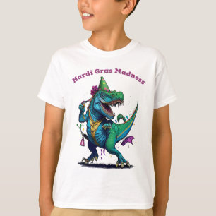 Mardi Gras Madness T Rex Dinosaur Bead Mardi Grawr T-Shirt