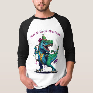 Mardi Gras Madness T Rex Dinosaur Bead Mardi Grawr T-Shirt
