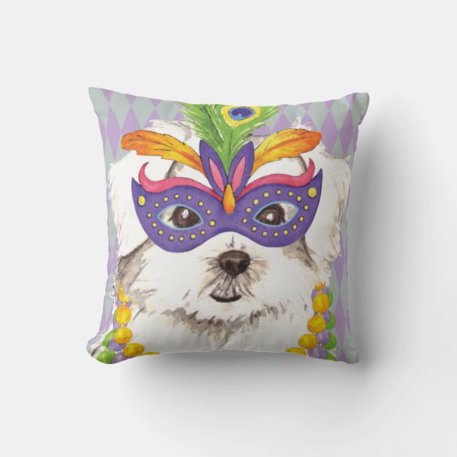 Mardi Gras Maltese Cushion (Front)