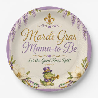 Mardi Gras Mama-to-Be Baby Shower Paper Plates