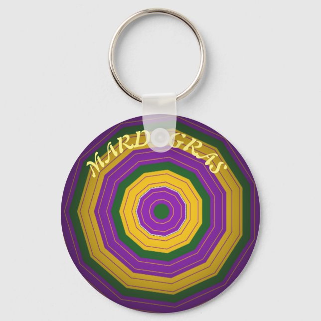 Mardi Gras, Mandala Pattern Colourful Key Ring (Front)