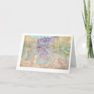 mardi gras map of NOLA Card