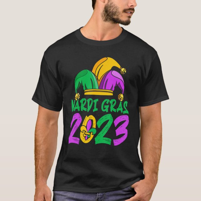 Mardi Gras  Mardi Gras 2023 Beads Mask Feathers T-Shirt (Front)