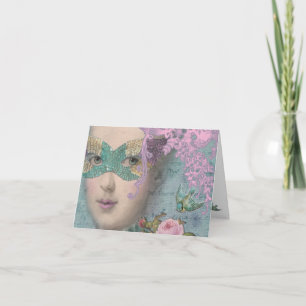 Mardi Gras Marie Antoinette Masquerade Card