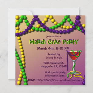 Mardi Gras Martini Invitation