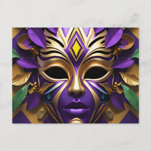 Mardi Gras  Mask 1 Carnival Spirit  Invitation Postcard