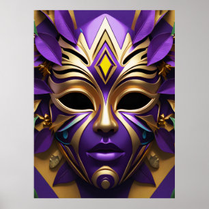 Mardi Gras Mask 1  Carnival Spirit Poster