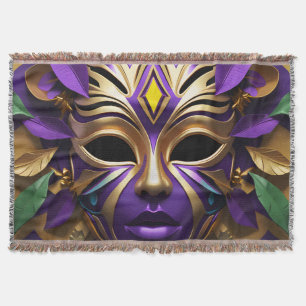 Mardi Gras Mask 1  Carnival  Spirit Throw Blanket