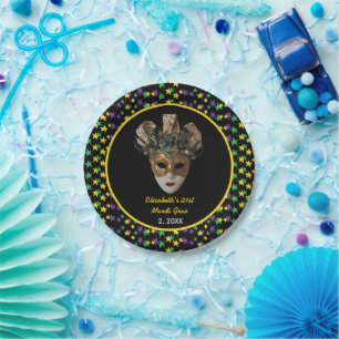 Mardi Gras Mask  21st Birthday Party Paper Plate