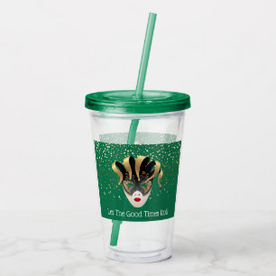 Mardi Gras Mask Acrylic Tumbler & Straw