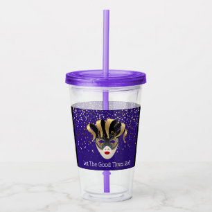 Mardi Gras Mask Acrylic Tumbler & Straw