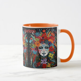 Mardi Gras Mask Add Name Flower Headdress Mug