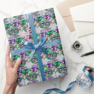 Mardi Gras Mask And Beads Wrapping Paper