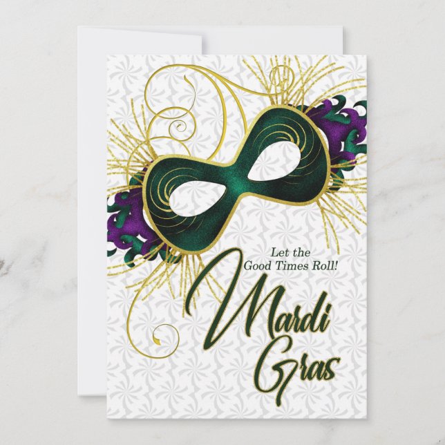 Mardi Gras Mask and Costume Party Invitation (Front)