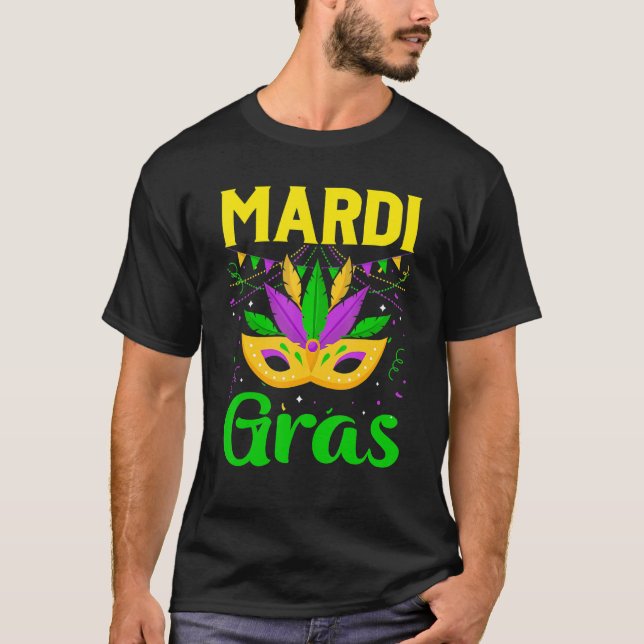 Mardi Gras Mask Beads Carnival Costume New Orleans T-Shirt (Front)