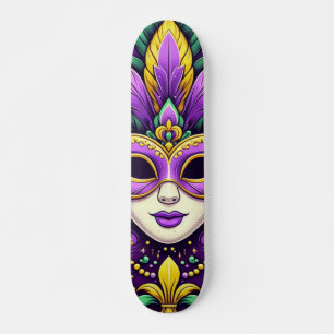 Mardi Gras mask/beads/fleur de lis Skateboard