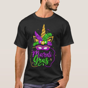 Mardi Gras Mask Beads New Orlean Party Women Girls T-Shirt