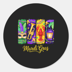 Mardi Gras Mask Beads New Orleans Carnival Classic Round Sticker