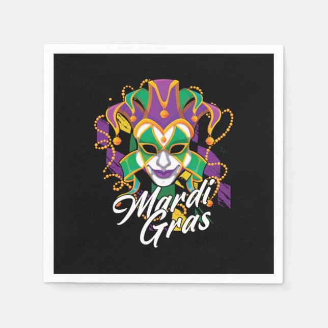 Mardi Gras Mask Beads Street Party Carnival Gift Napkin (Front)