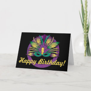 Mardi Gras Mask Birthday Card