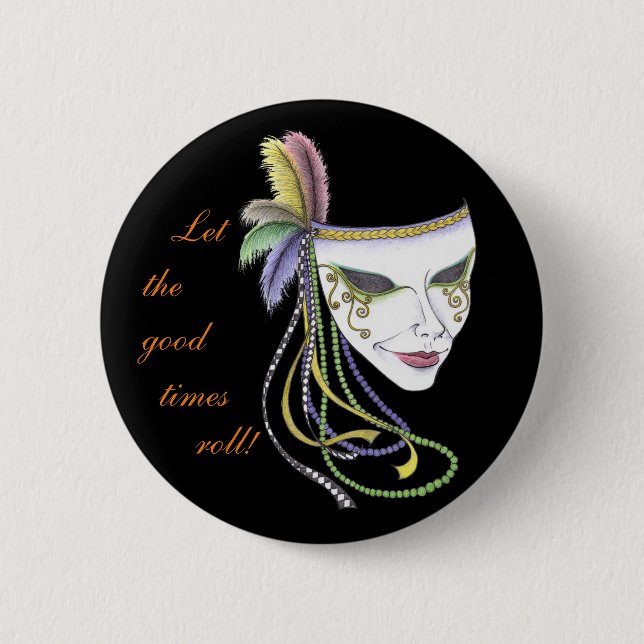 Mardi Gras Mask Button (Front)