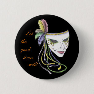 Mardi Gras Mask Button