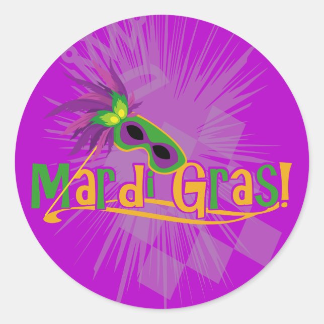 Mardi Gras Mask Classic Round Sticker (Front)