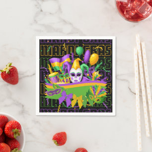 MARDI GRAS Mask Coquette Bows Napkin