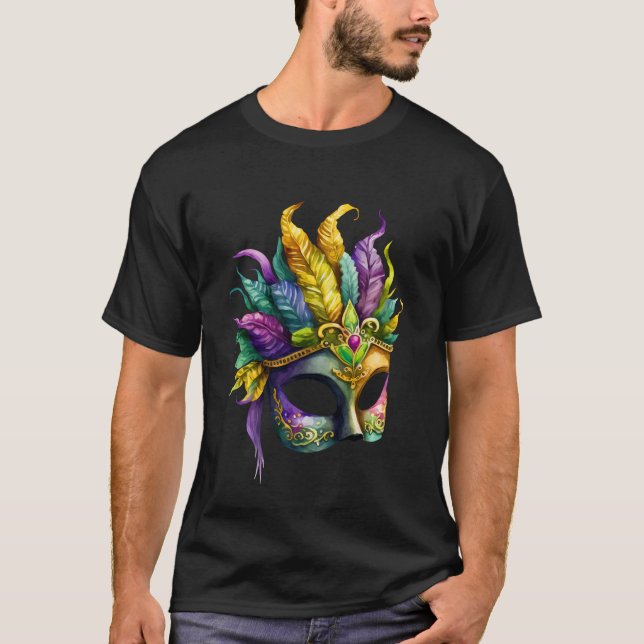Mardi Gras Mask Dark T-Shirt (Front)