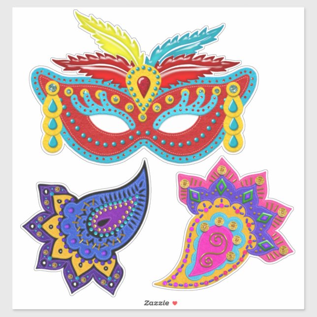 Mardi Gras Mask Decorations | Cherie's Art (Sheet)
