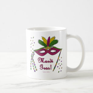Mardi Gras Mask Feather Beads Coffee Mug