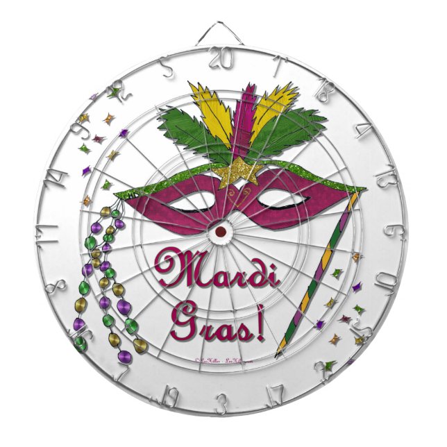 Mardi Gras Mask Feather Beads Dartboard (Front)