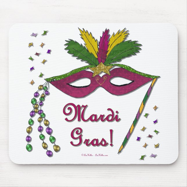 Mardi Gras Mask Feather Beads Mouse Mat (Front)