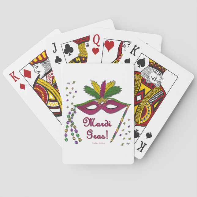 Mardi Gras Mask Feather Beads Playing Cards (Back)