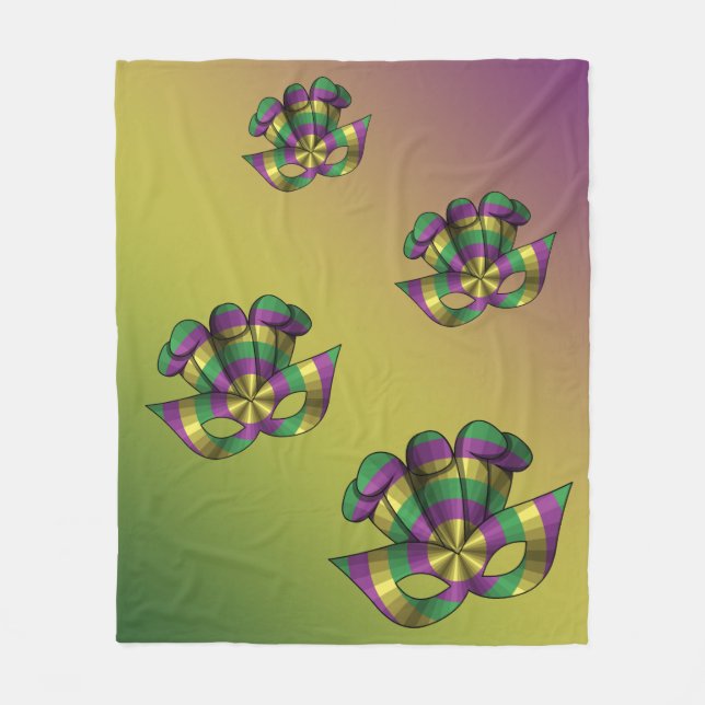 Mardi Gras Mask Fleece Blanket (Front)