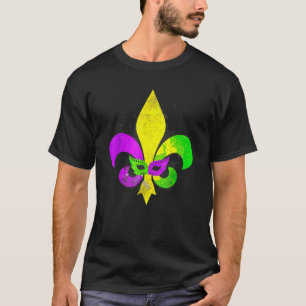 Mardi Gras Mask Fleur de Lis New Orleans Carnival  T-Shirt