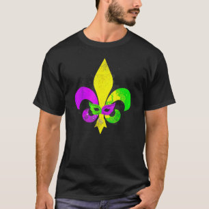 Mardi Gras Mask Fleur De Lis New Orleans Carnival  T-Shirt