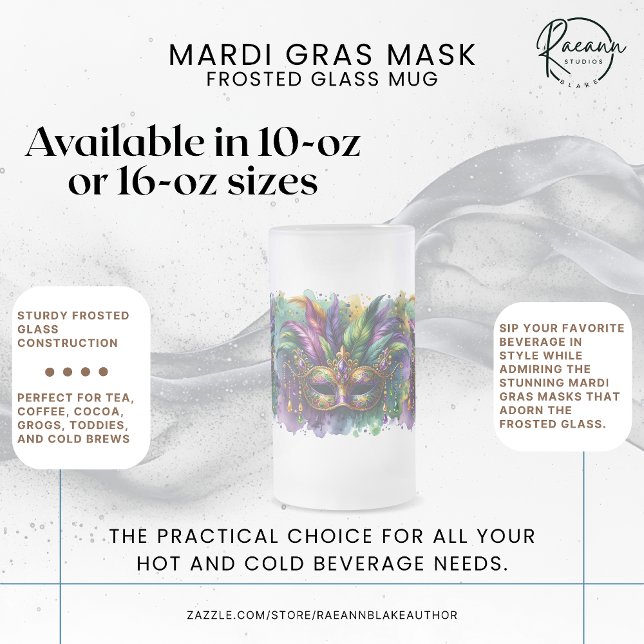 Mardi Gras Mask Frosted Glass Mug (Creator Uploaded)